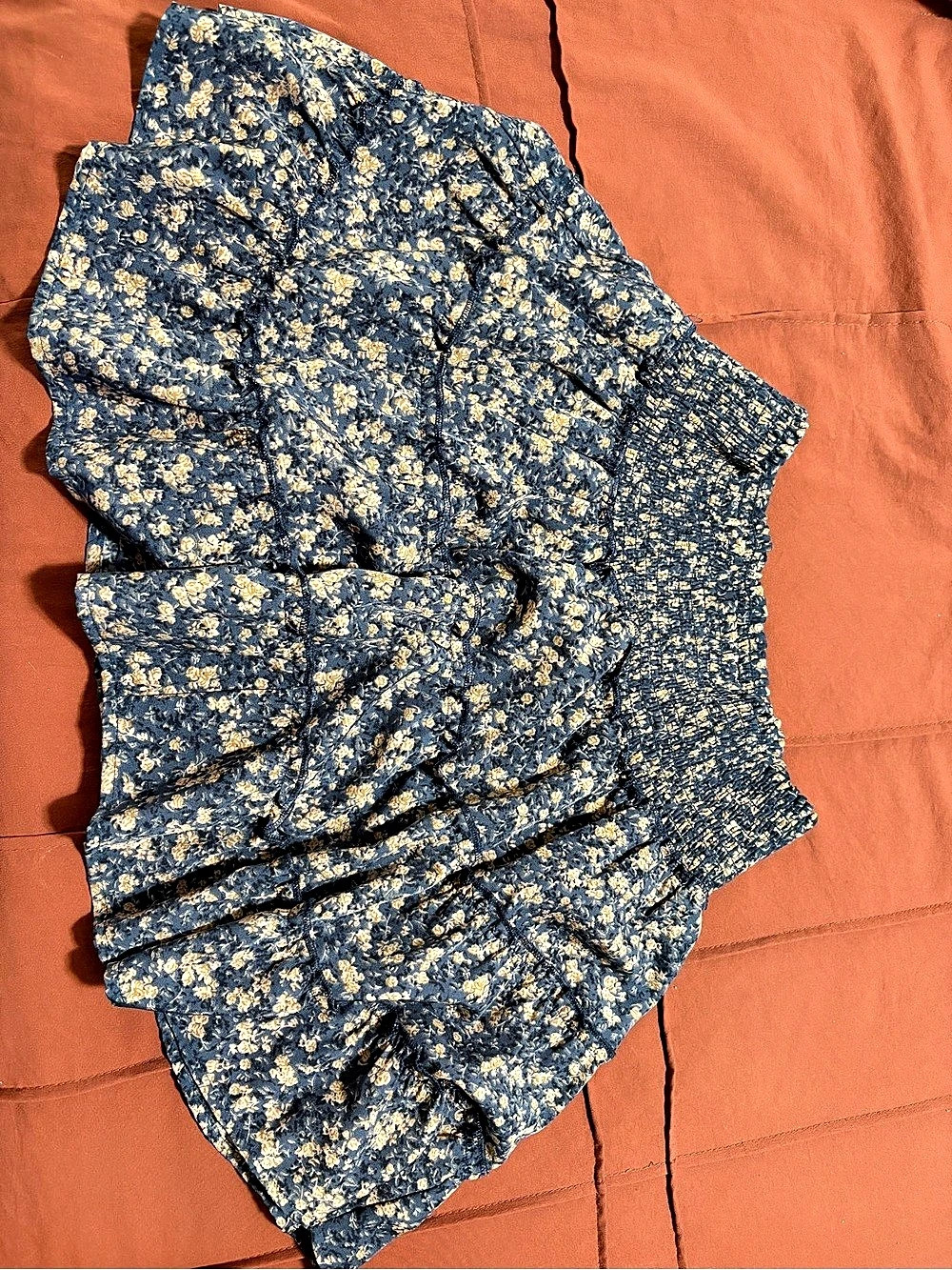 Pink Lily Floral Mini Skirt in Blue